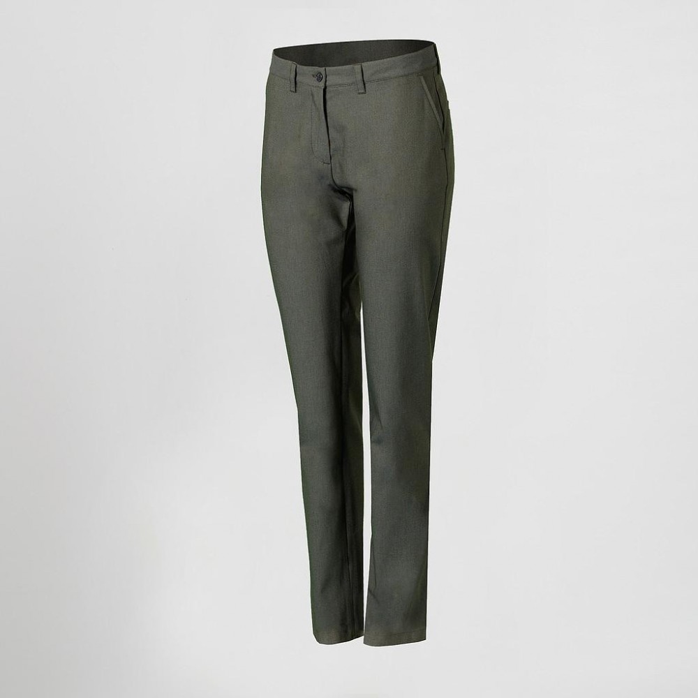 Pantalón de trabajo elegante de mujer tipo chino y elástico verde musgo