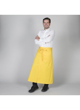 Delantal largo frances para restaurantes con abertura delantera Amarillo