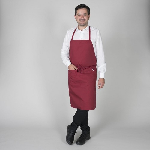 Delantal de camarero con peto y bolsillo Garys 116400 Granate