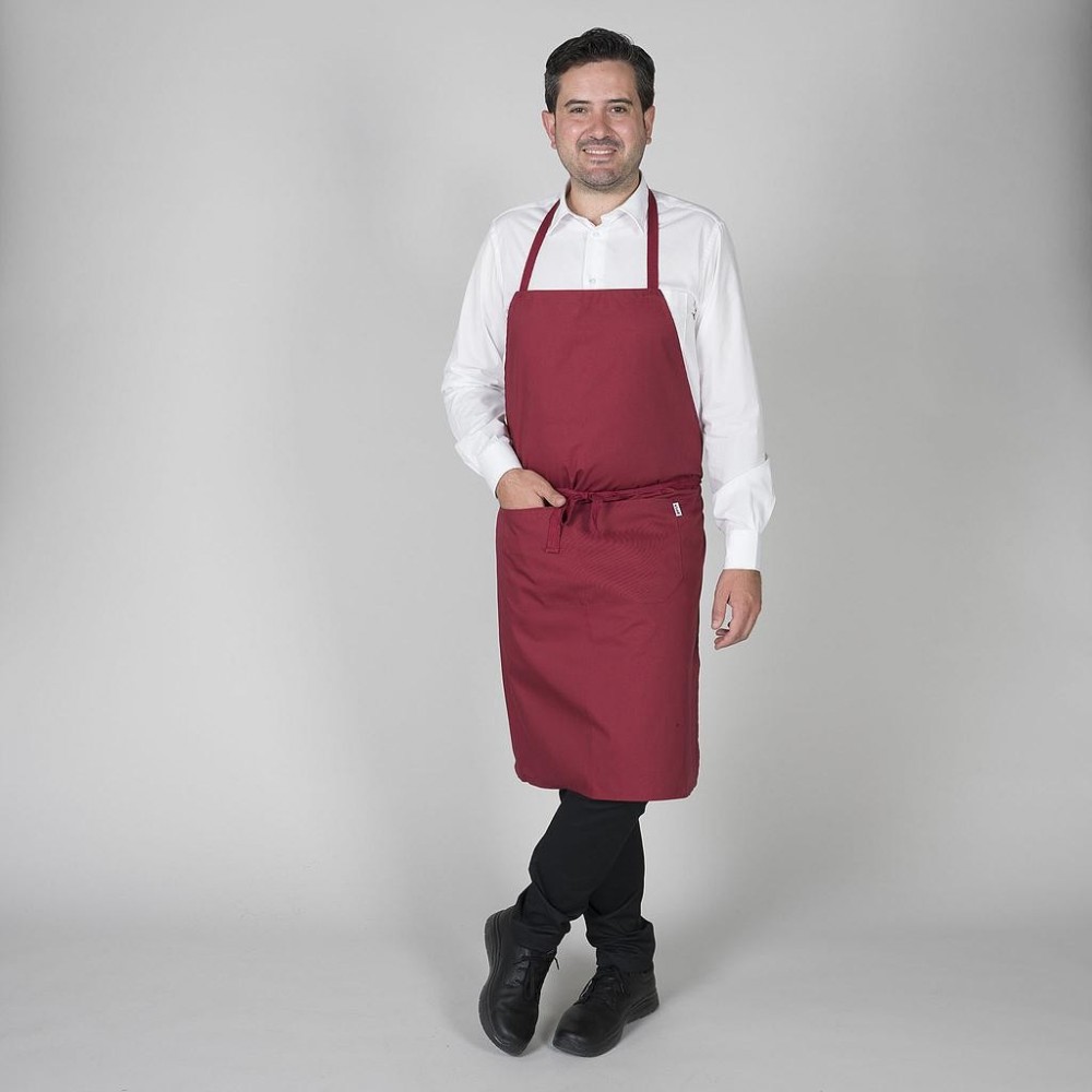 Delantal de camarero con peto y bolsillo Garys 116400 Granate