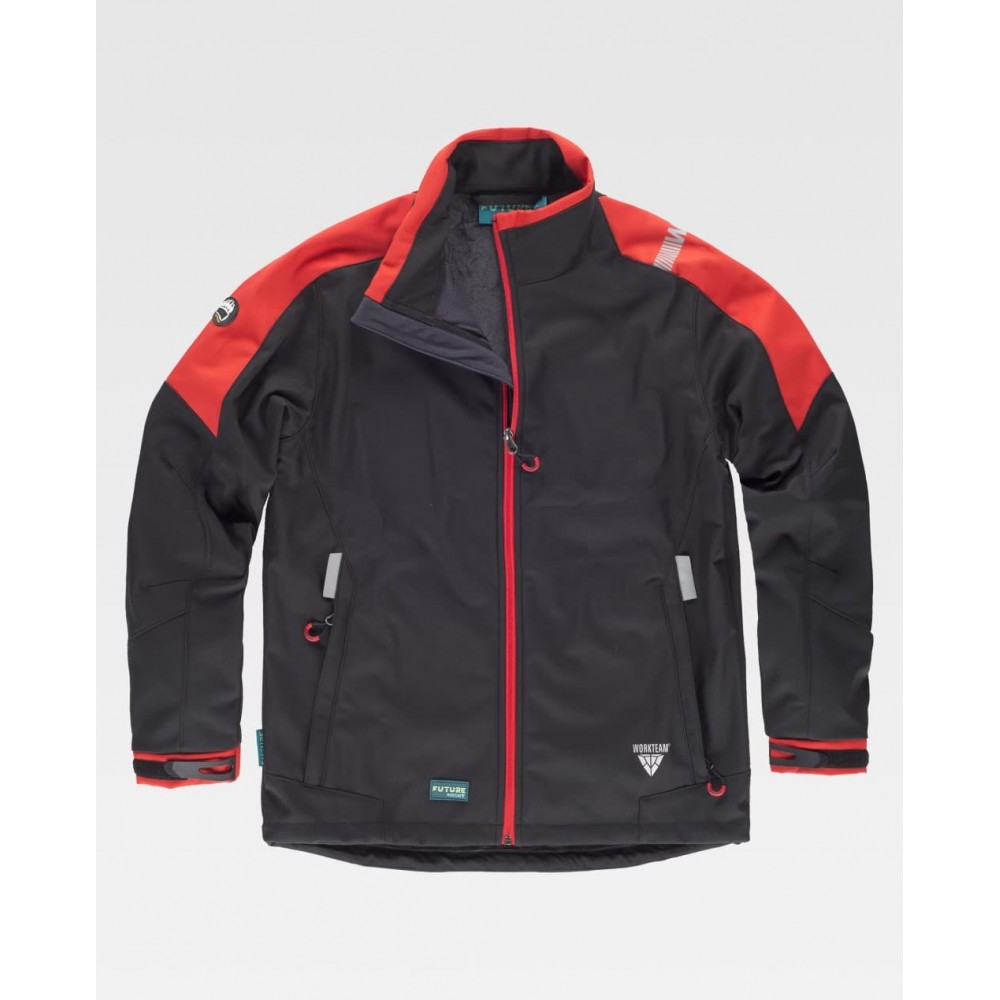 Chaqueta workshell Workteam WF2840 Negro/Rojo