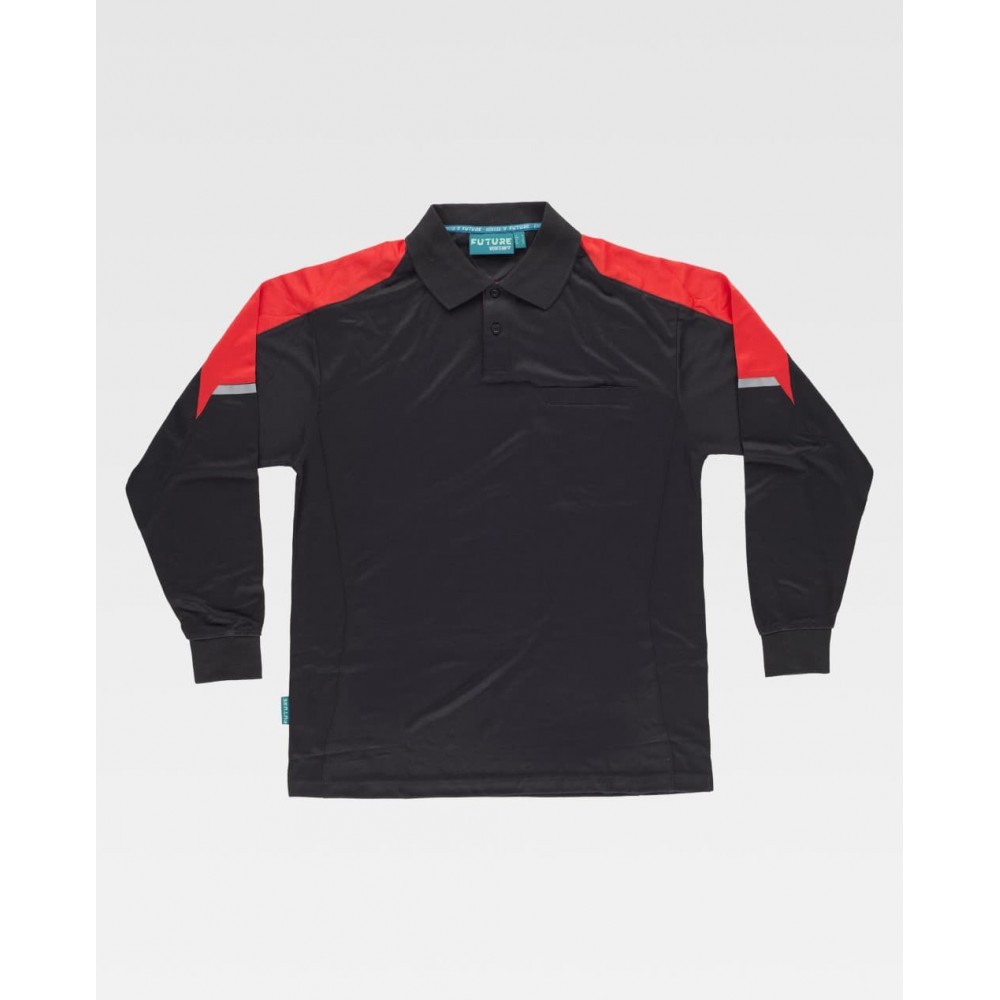 Polo M/L Workteam WF2852 Negro/Rojo