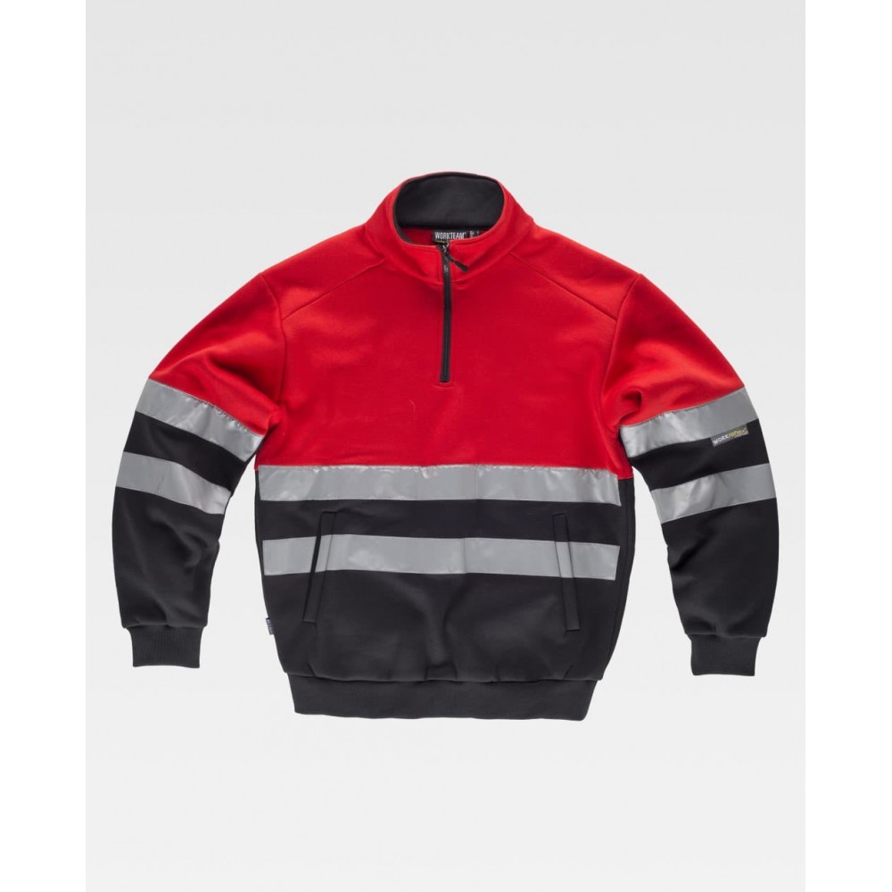 Sudadera alta visivilidad Workteam C9033 Rojo-Negro