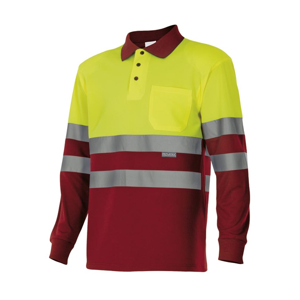 Polo de alta visibilidad bicolor Velilla  175 Amarillo-Rojo