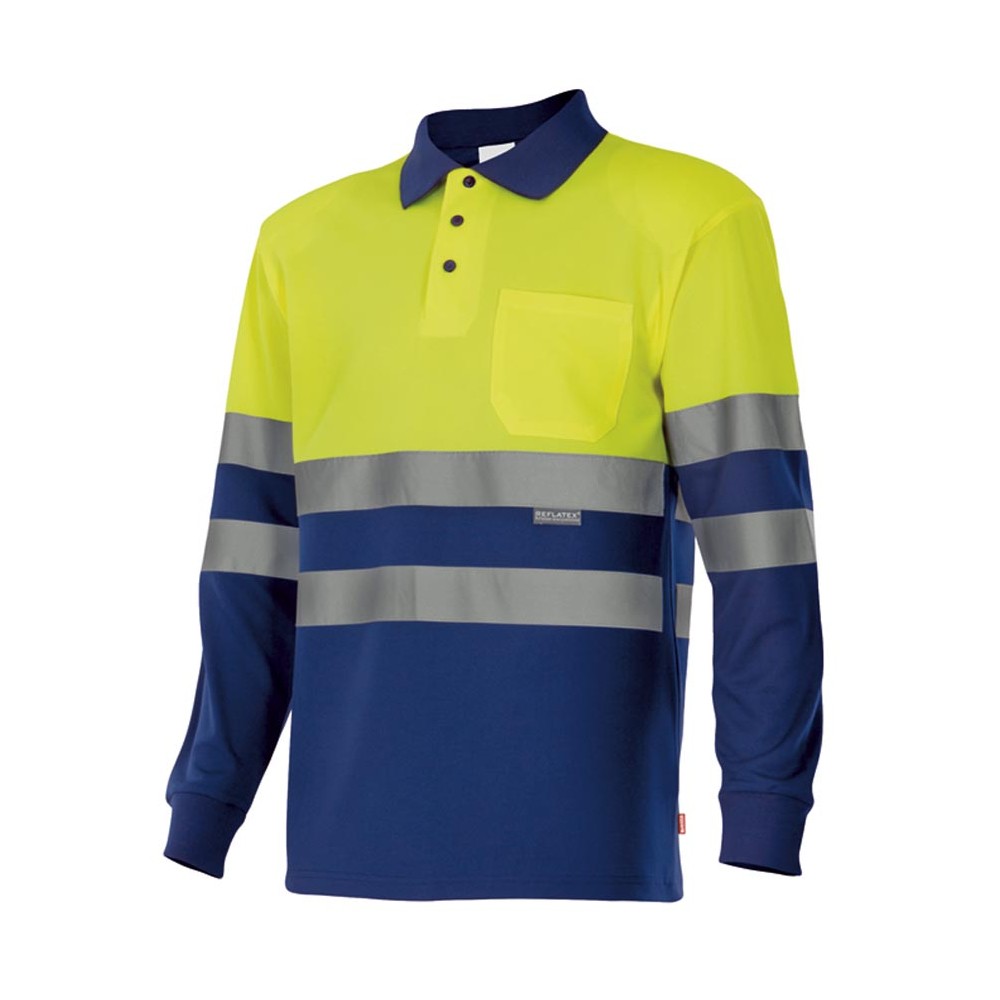 Polo de alta visibilidad bicolor Velilla  175 Amarillo-Azulina