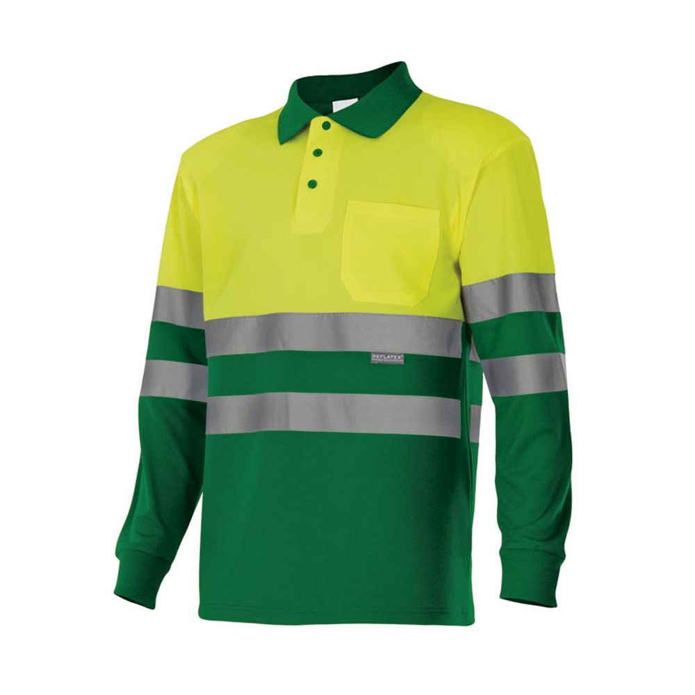 Polo de alta visibilidad bicolor Velilla  175 Amarillo-Verde Hierba