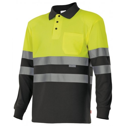 Polo de alta visibilidad bicolor Velilla  175 Amarillo-Negro