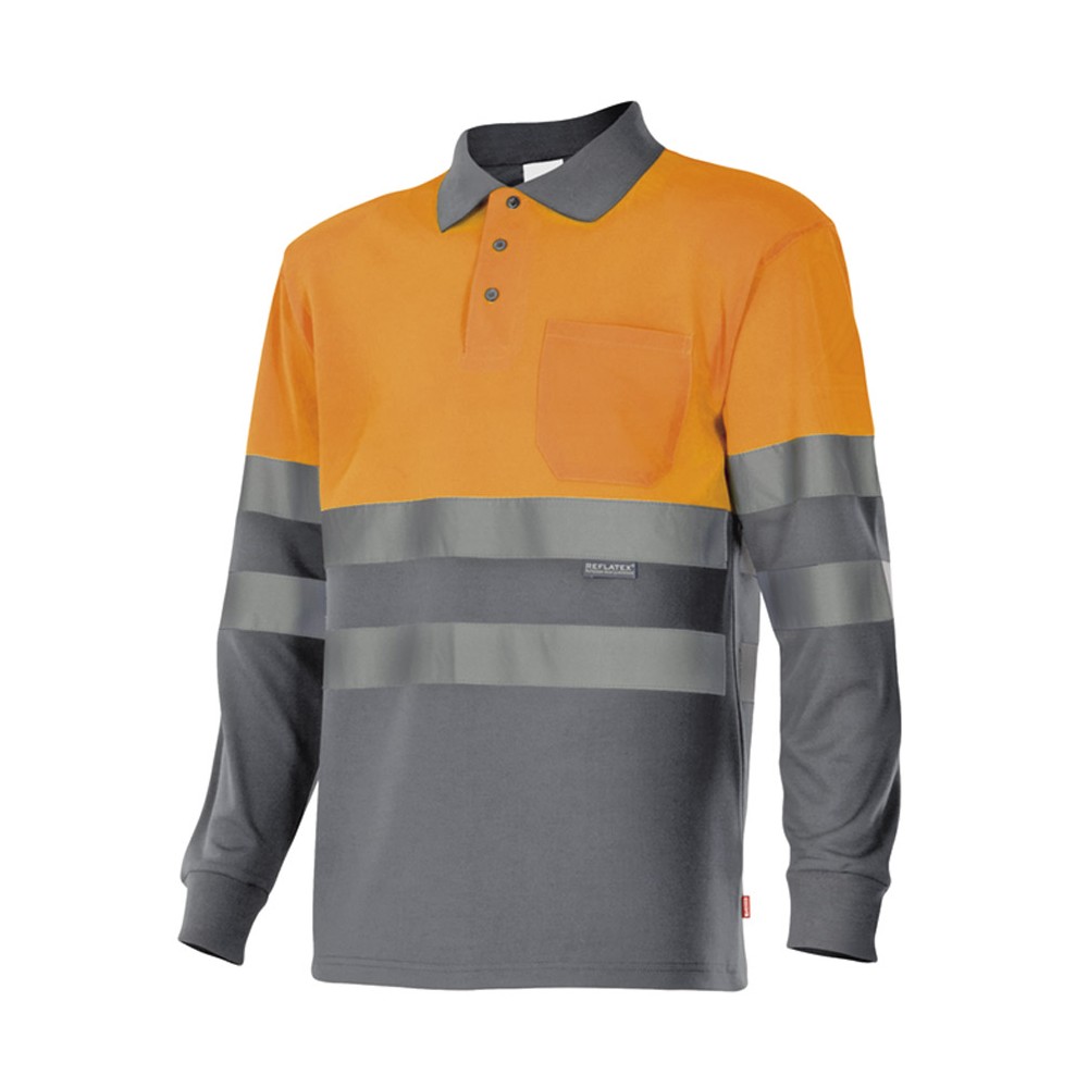 Polo de alta visibilidad bicolor Velilla  175 Naranja-Gris