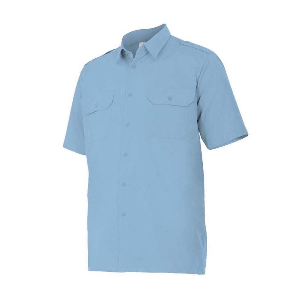 Camisa de trabajo con galoneras Velilla 532 Celeste
