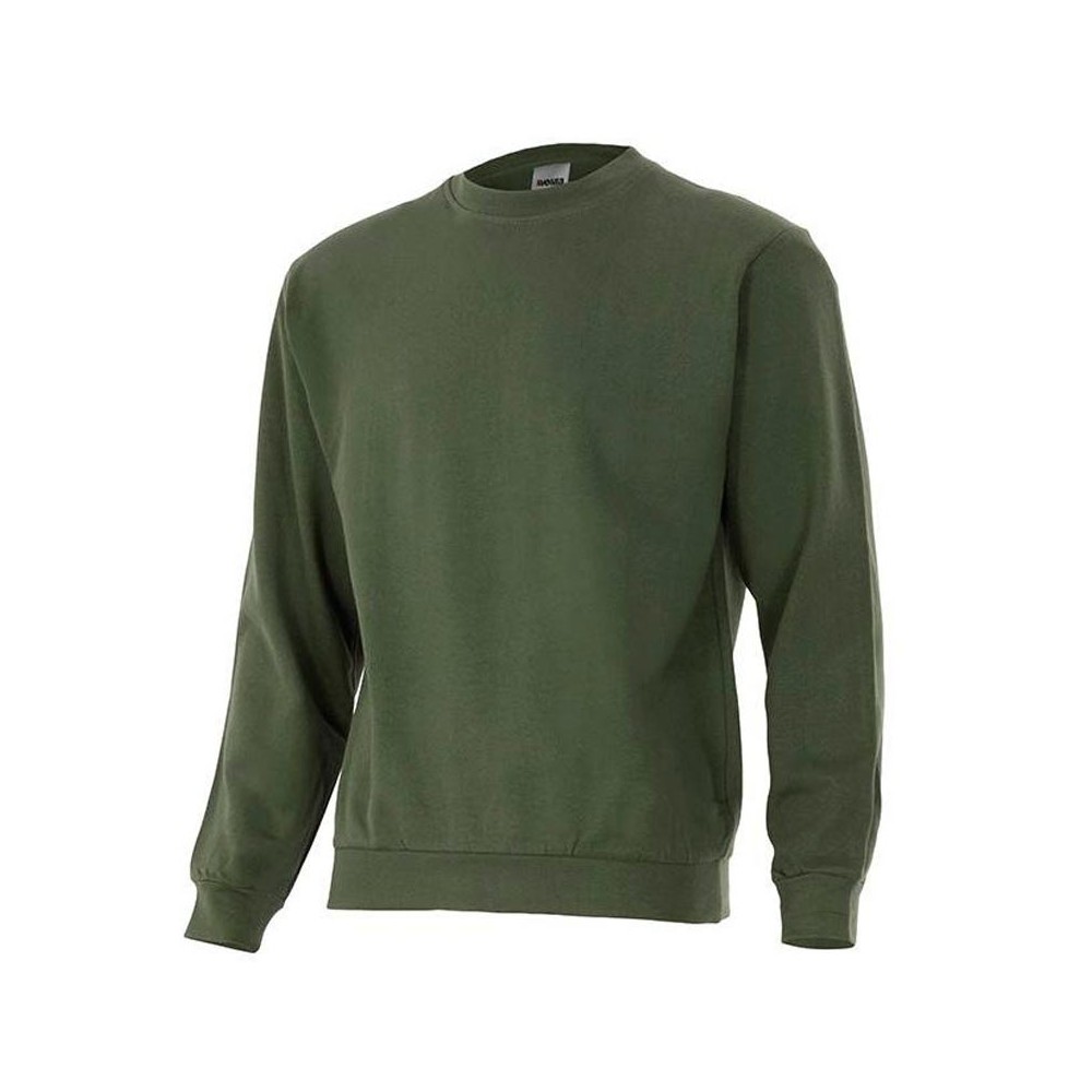 Sudadera de trabajo básica tejido felpa y cuello redondo verde caza