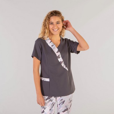 Blusa esteticista de mujer Garys 658400 Zaida Gris marengo