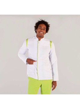 Chaqueta de sanidad Garys Gorka 6163 Blanco-Pistacho