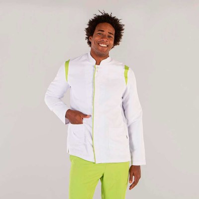Chaqueta de sanidad Garys Gorka 6163 Blanco-Pistacho