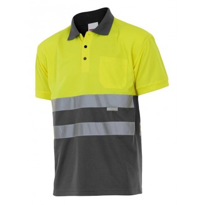 Polo alta visibilidad Velilla serie 173 Amarillo-Gris