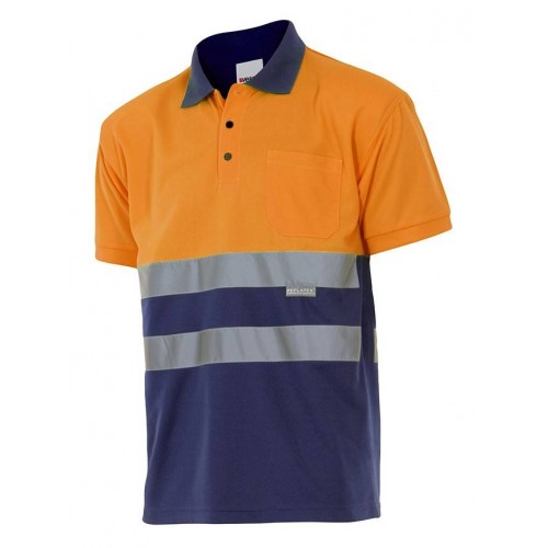 Polo alta visibilidad Velilla serie 173 Naranja-Marino