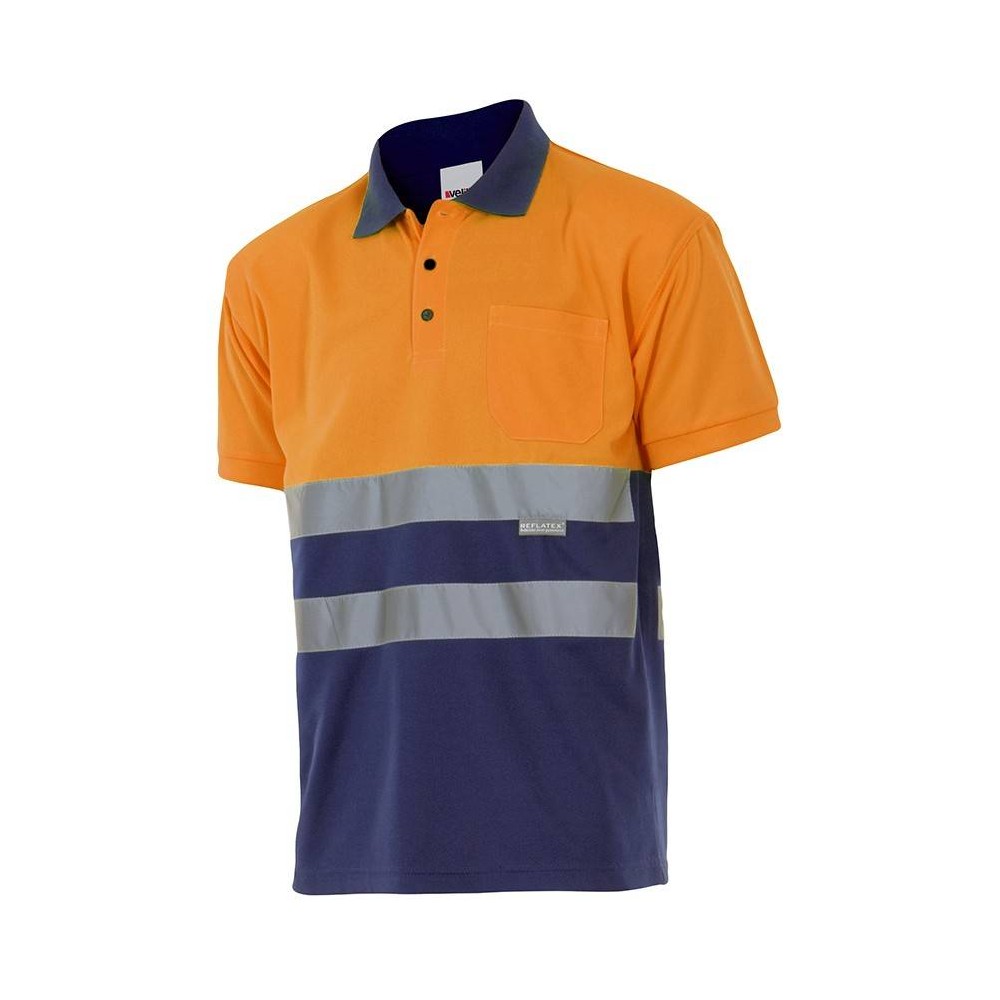 Polo alta visibilidad Velilla serie 173 Naranja-Marino