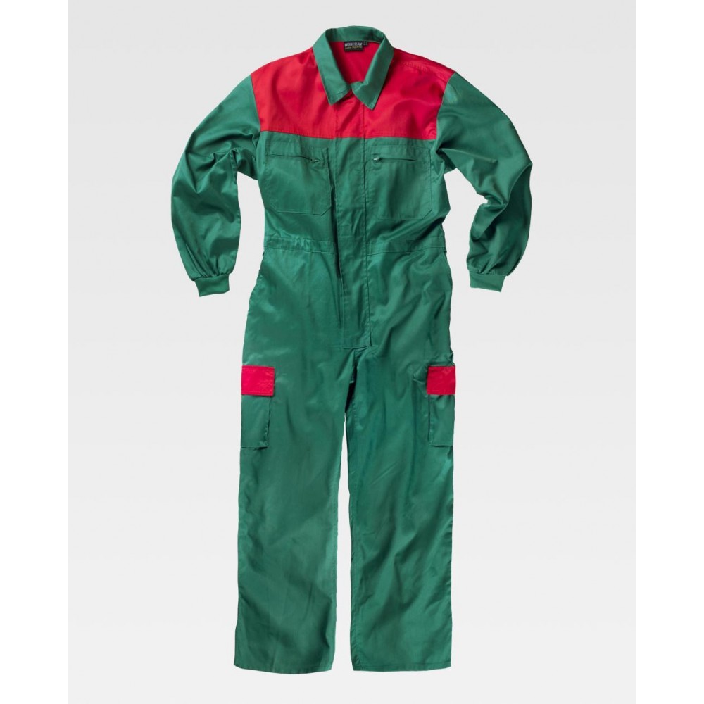 Buzo de trabajo Combinado Workteam C4502 Verde-Rojo