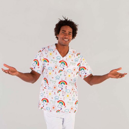 Blusa de sanidad estampada unisex Garys 6115 Arcoiris