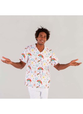 Blusa de sanidad estampada unisex Garys 6115 Arcoiris