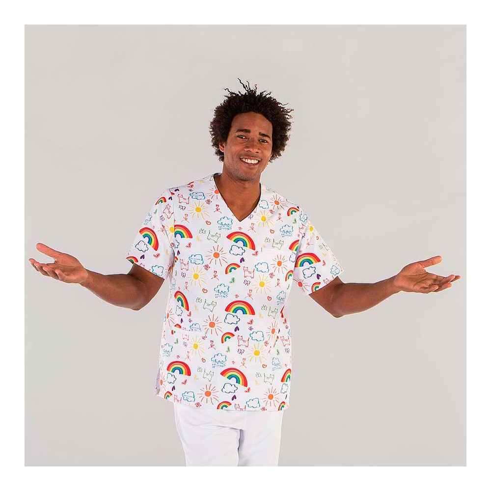 Blusa de sanidad estampada unisex Garys 6115 Arcoiris