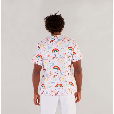 Blusa de sanidad estampada unisex Garys 6115 Arcoiris