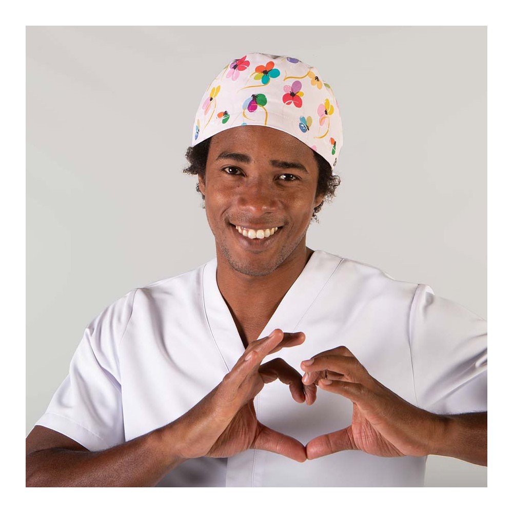 Gorro sanitario estampado con tiras Arcoiris