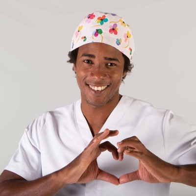Gorro sanitario estampado con tiras Arcoiris