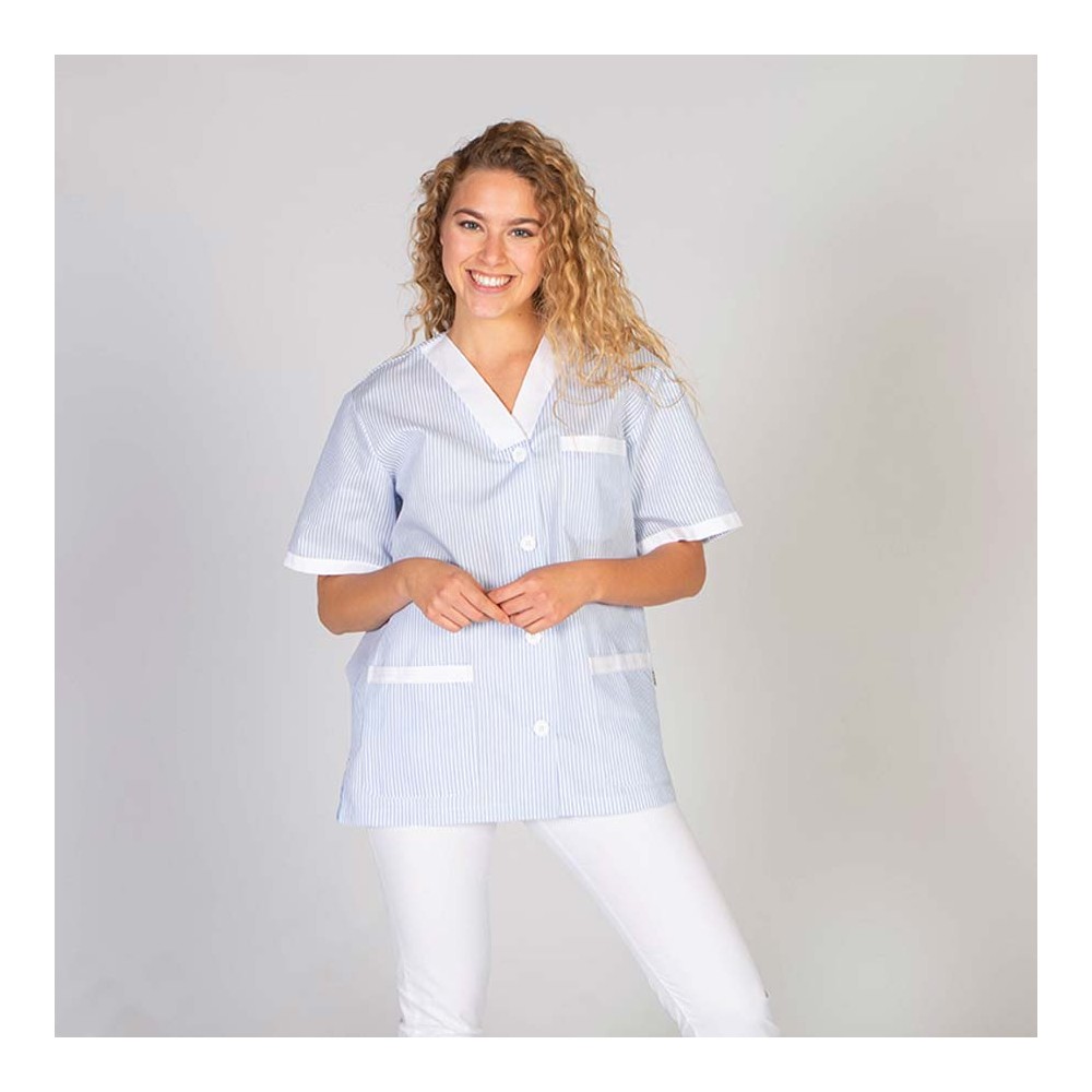 Blusa de limpieza manga corta Garys 652000 Celeste