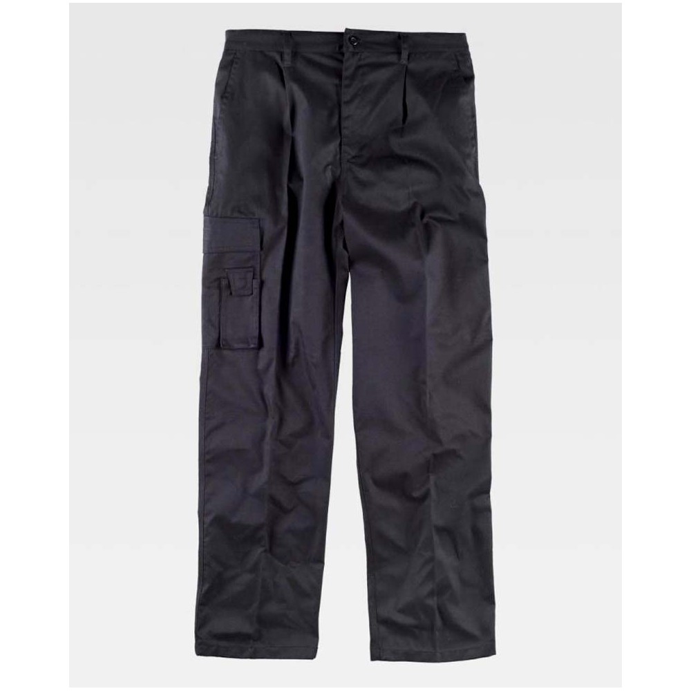 Pantalón de trabajo multibolsillos triple costura Negro