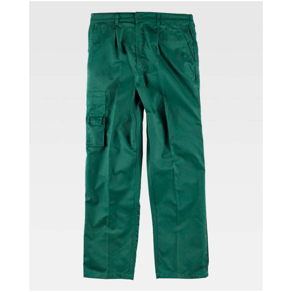 Pantalón de trabajo multibolsillos triple costura Verde oscuro