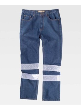 Pantalón de trabajo vaquero con reflectantes Workteam B4007 Vaquero