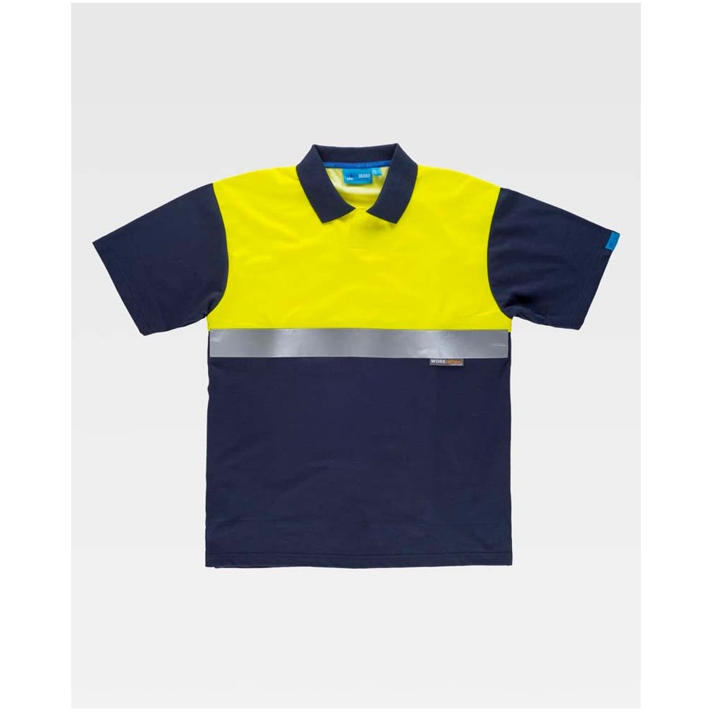 Polo antibacteriano combinado Workteam C3441 Marino-amarillo