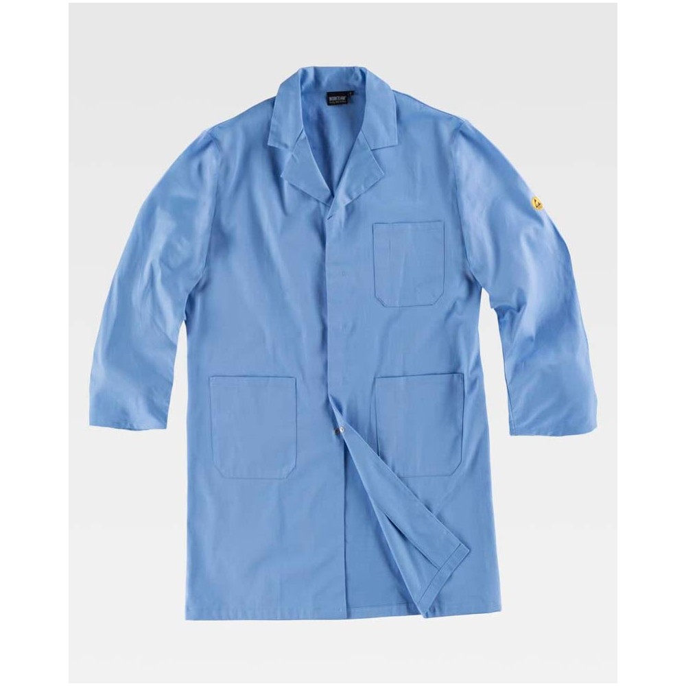Bata de protección antiestática Workteam B6900 Celeste