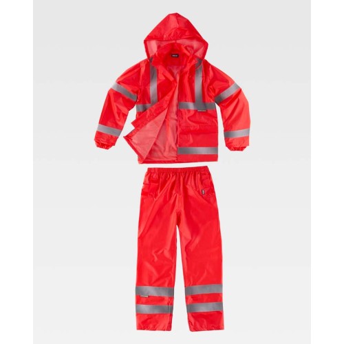 Traje de lluvia alta visibilidad Workteam S2015 Rojo