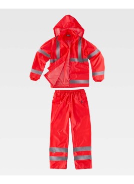 Traje de lluvia alta visibilidad Workteam S2015 Rojo