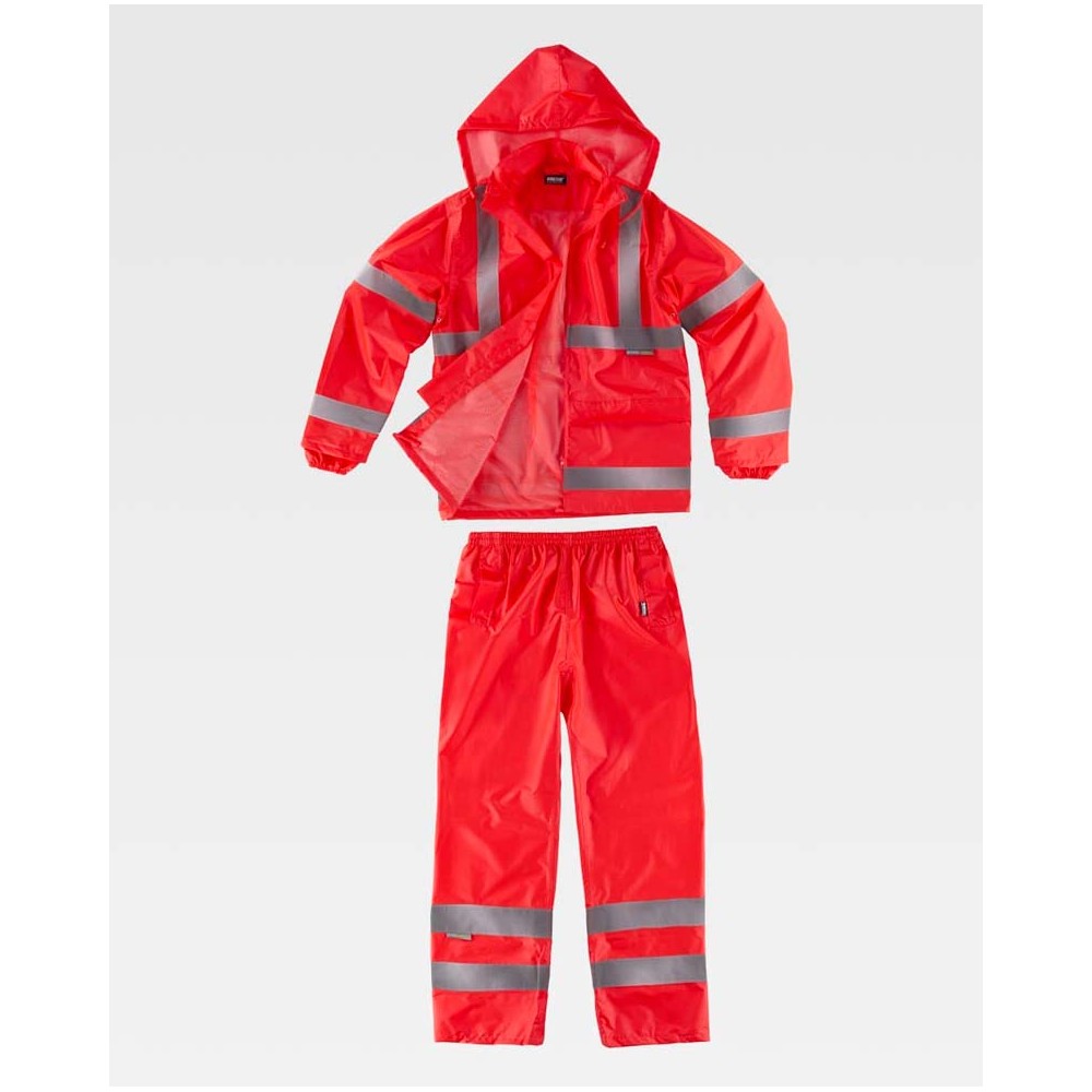 Traje de lluvia alta visibilidad Workteam S2015 Rojo
