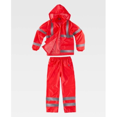 Traje de lluvia alta visibilidad Workteam S2015 Rojo