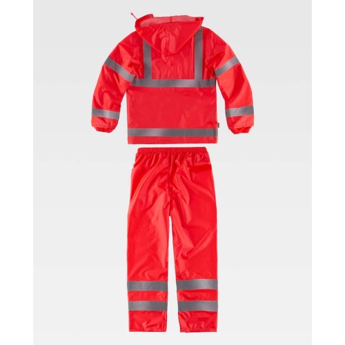 Traje de lluvia alta visibilidad Workteam S2015 Rojo