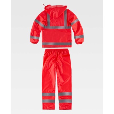 Traje de lluvia alta visibilidad Workteam S2015 Rojo