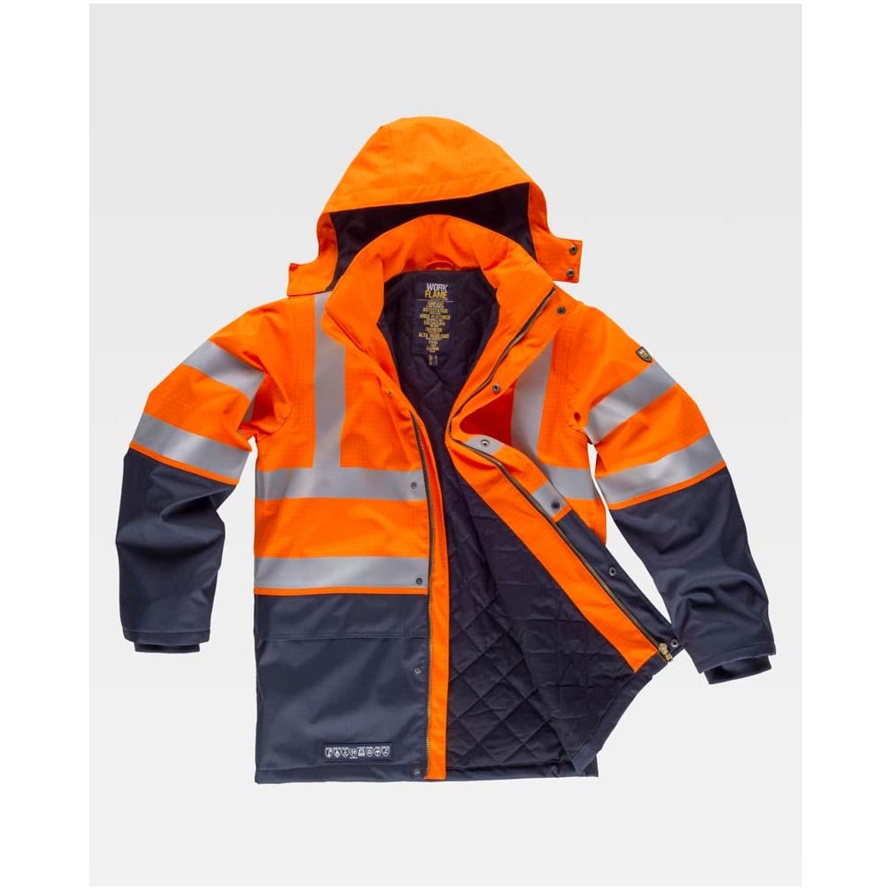 Parka alta visibilidad ignífuga Workteam B3795 Naranja-Marino