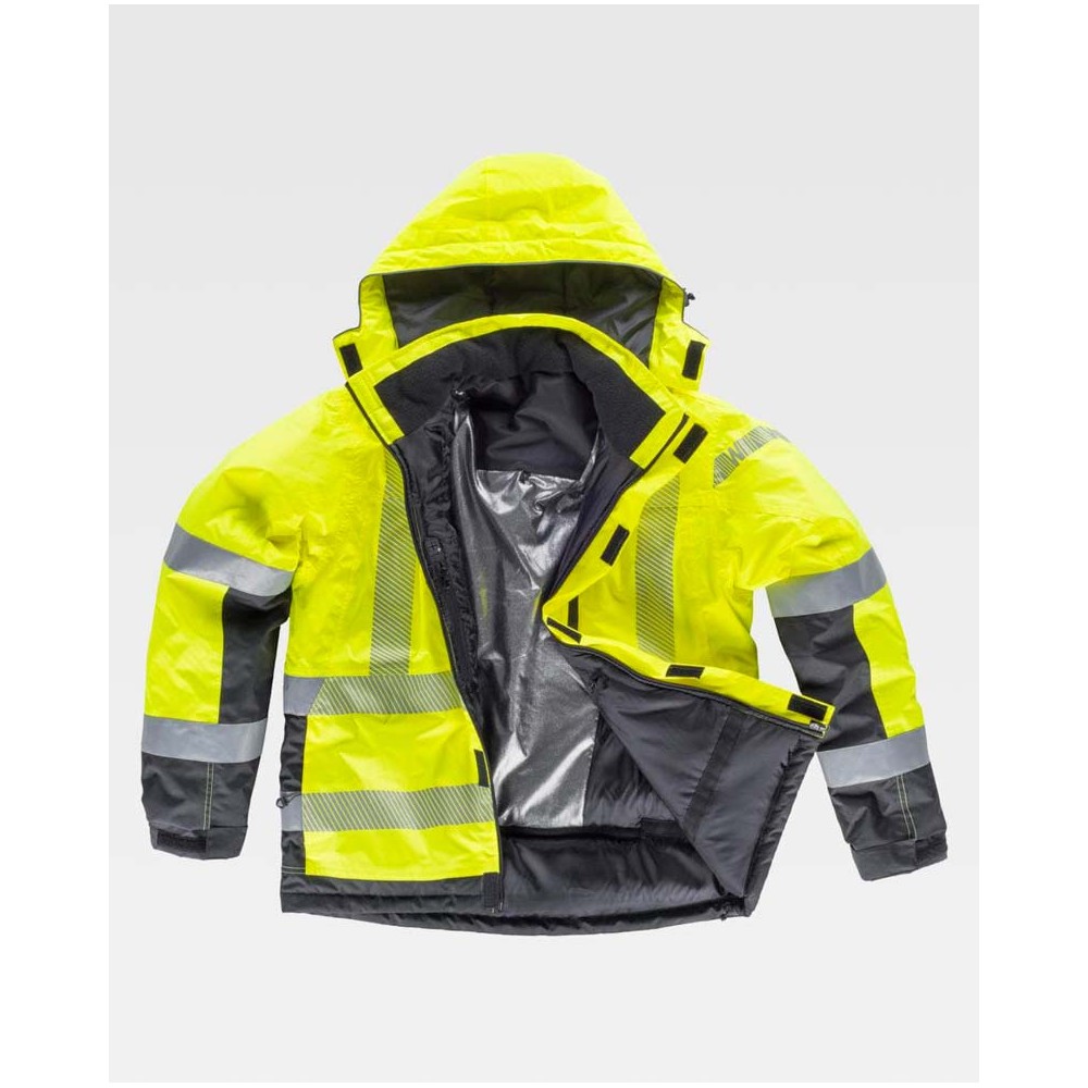 Parka alta visibilidad acolchada Workteam S9261 Amarillo-gris