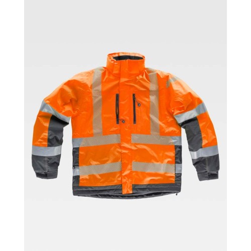 Parka alta visibilidad acolchada Workteam S9261 Naranja-Gris