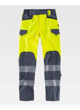 Pantalón alta visibilidad Workteam C2715 Amarillo-gris oscuro