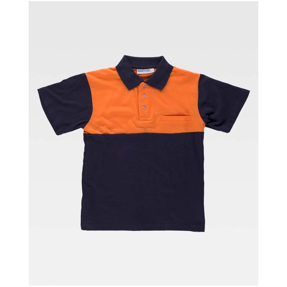 Polo alta visibilidad combinado Workteam C3840 Marino-Naranja