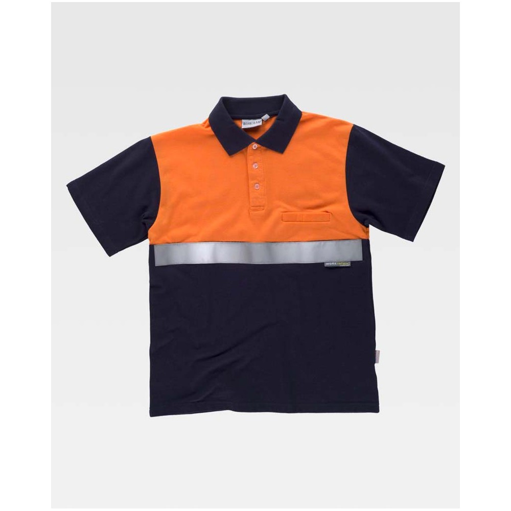 Polo reflectante combinado policia Workteam C3841 marino-naranja