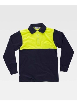 Polo alta visibilidad combinado manga larga Workteam C3842 Marino-Amarillo