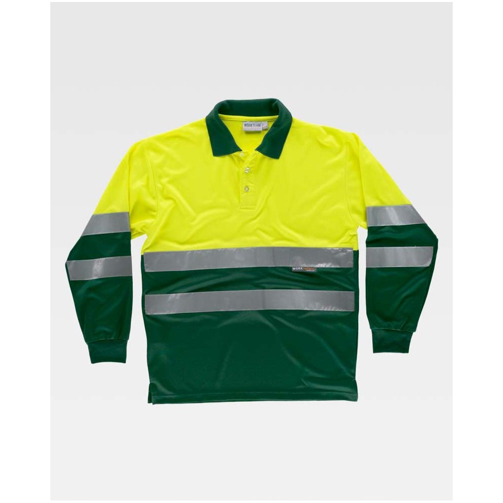 Polo de alta visibilidad combinado Workteam C3870 Verde oscuro-Amarillo