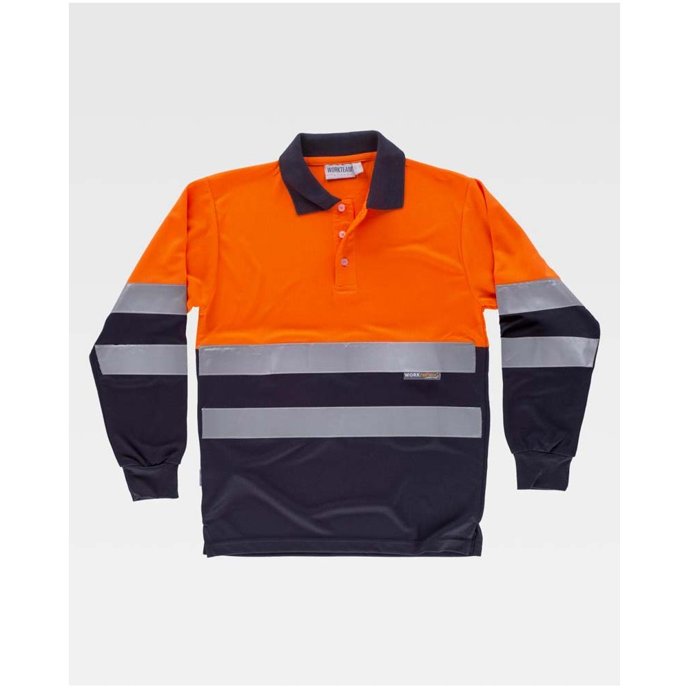 Polo de alta visibilidad combinado Workteam C3870 Marino-Naranja