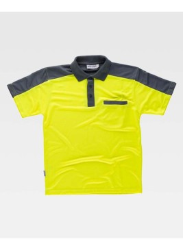 Polo reflectante con bolsillo Workteam C2805 Amarillo-Gris
