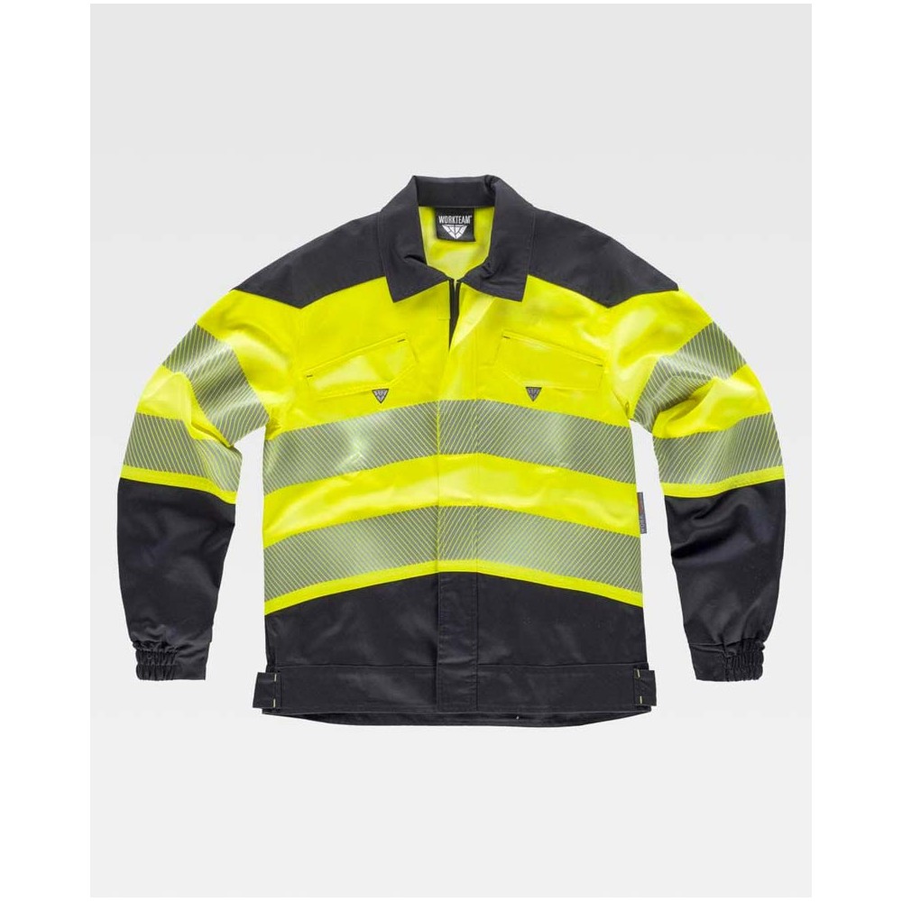 Cazadora alta visibilidad elástica Workteam C2710 negro-amarillo